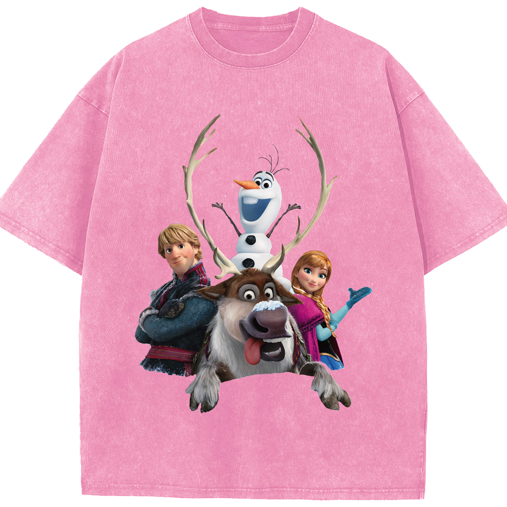 （画像用） アナと雪の女王 アンナ エルサ Frozen Anna Elsa 綿100% ヴィンテージ風 半袖Tシャツ（フロントプリント）